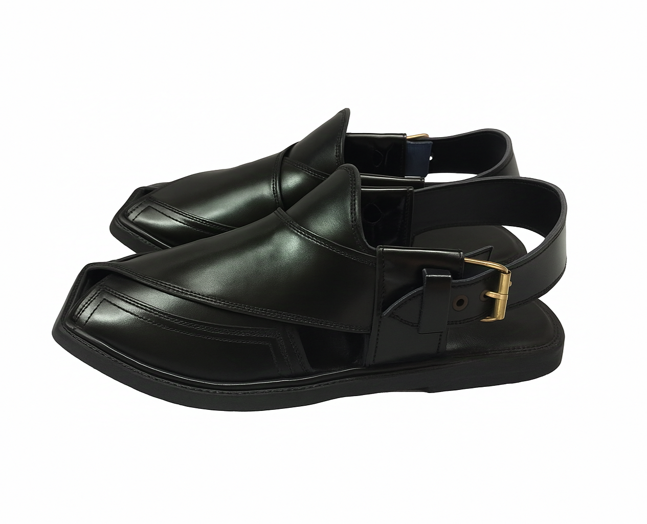 Black Color Peshaweri Chappals (Old Charsadwal)