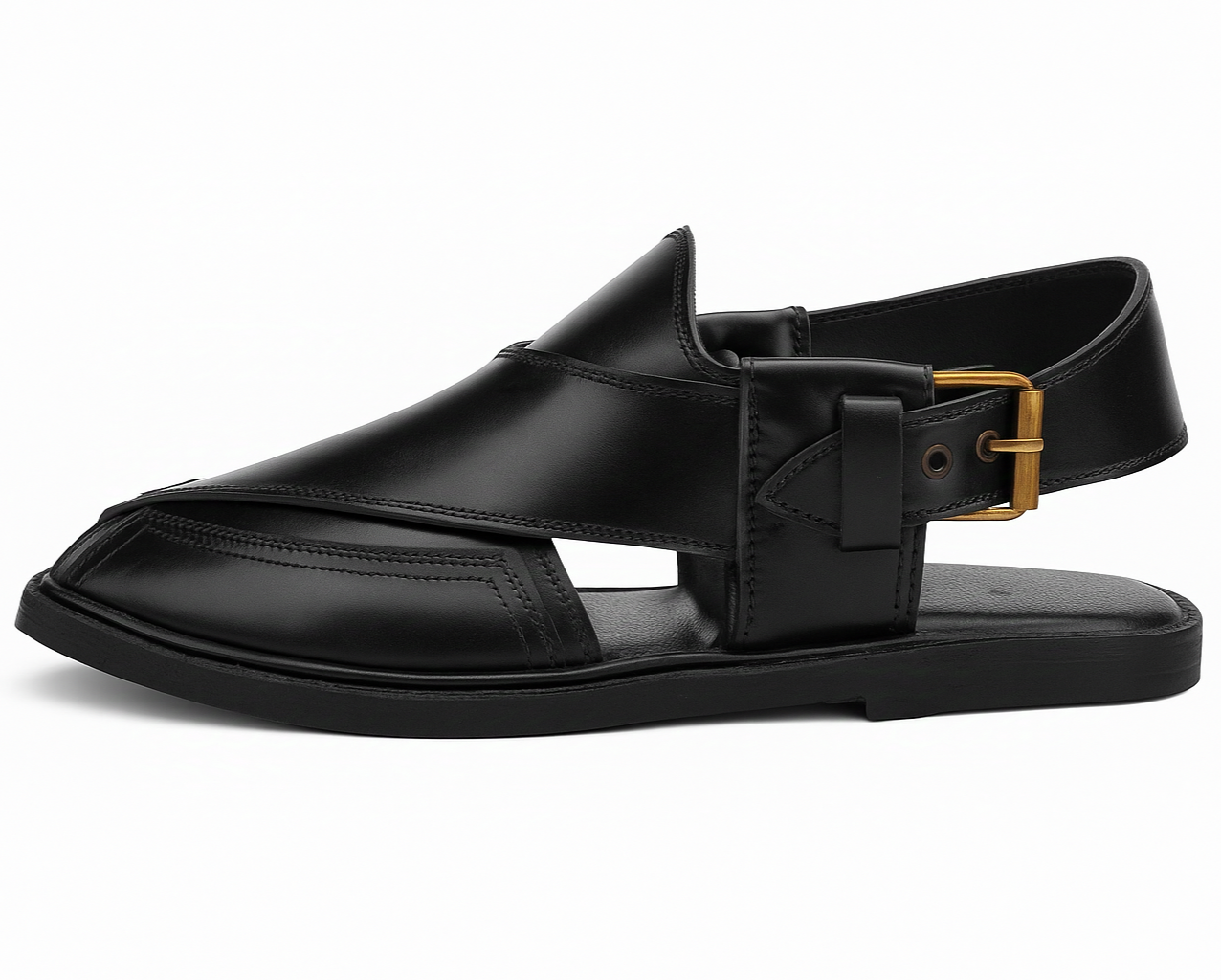 Black Color Peshaweri Chappals (Old Charsadwal)